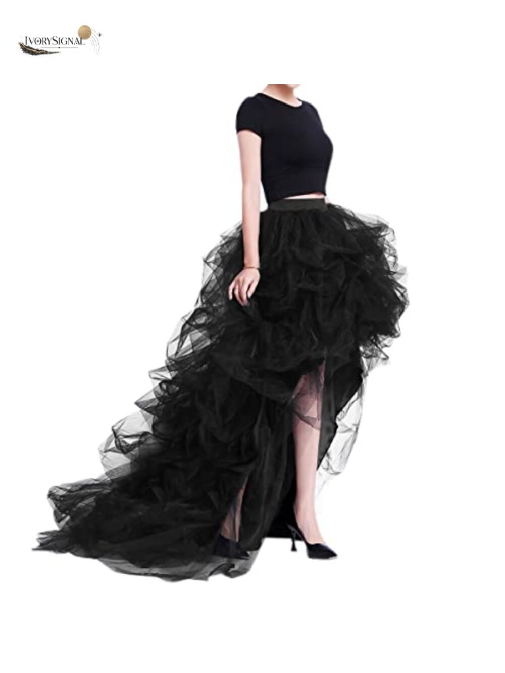 High Low Tulle Skirt, Floor Length with Train, Formal Party Skirt